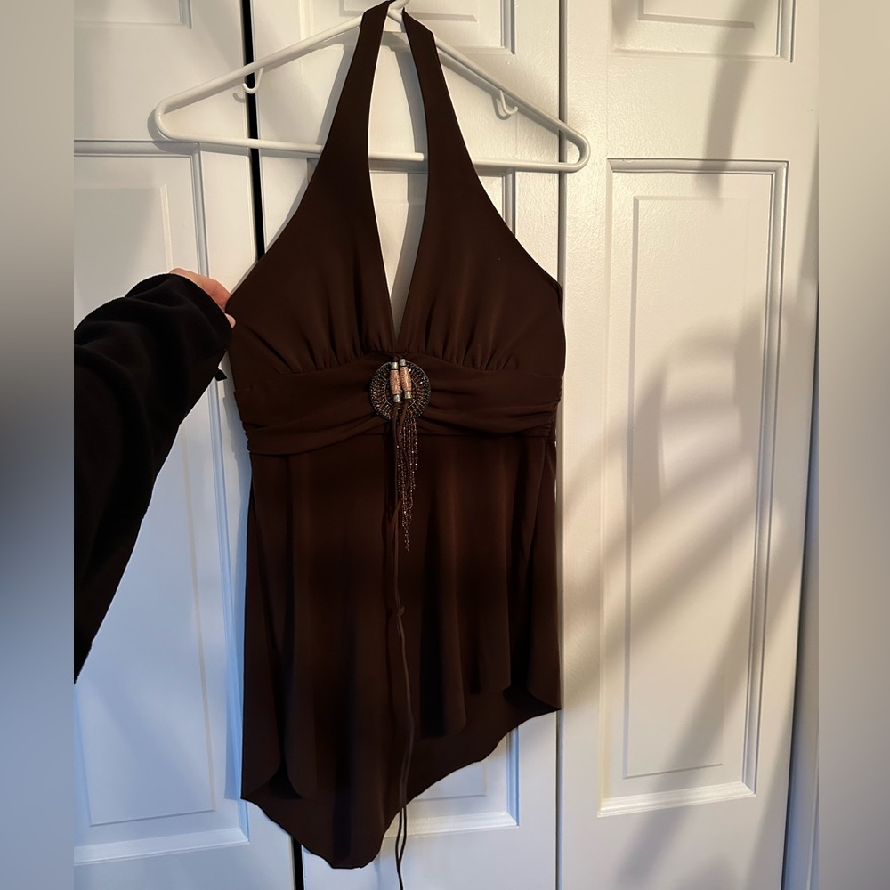 Y2K chocolate halter top